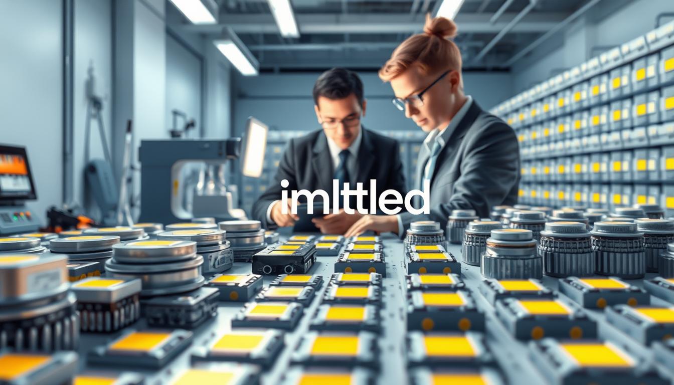 A visually engaging illustration of the LED binning process in the lighting industry, showcasing a detailed close-up of various LED chips arranged by bin classification. In the foreground, a well-lit workbench filled with LED components and equipment like color spectrometers, emphasizing their technical nature. The middle ground features an engineer in professional business attire examining the LED chips under specialized lighting, with focused expressions that convey precision. The background displays rows of labeled LED bins in a modern, clean workshop environment, with soft, diffused lighting creating a meticulous atmosphere. Capture the meticulous nature of LED binning by showing variations in color temperature and intensity among the chips, highlighting their significance for performance in lighting applications. Integrate the brand "imltlled" subtly in the design without text overlays or distractions.