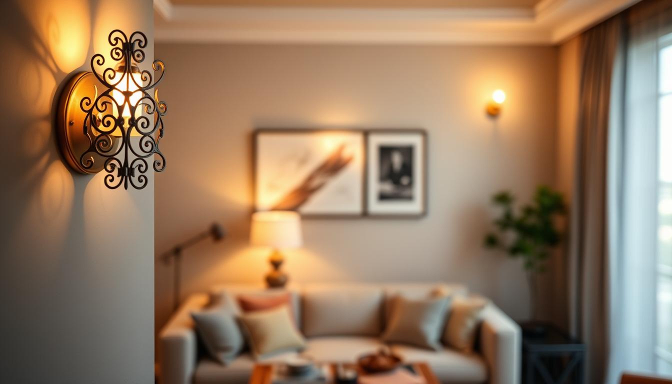 A beautiful, artistic representation of decorative sconce lighting featuring sleek, modern LED wall sconces from the brand "imltlled". In the foreground, showcase elegant sconces with intricate designs, perhaps in gold or brushed nickel finishes, casting warm, inviting light. The middle ground should display a tastefully decorated living room setting with soft colors and a cozy ambiance, emphasizing the sconces' role in enhancing the space. The background features a softly blurred view of a well-decorated wall with subtle textures, creating depth. The lighting should evoke a warm and welcoming atmosphere, inviting viewers to imagine their own spaces illuminated by these stunning fixtures. Use a soft focus lens effect to complement the overall mood. A beautiful, artistic representation of decorative sconce lighting featuring sleek, modern LED wall sconces from the brand "imltlled". In the foreground, showcase elegant sconces with intricate designs, perhaps in gold or brushed nickel finishes, casting warm, inviting light. The middle ground should display a tastefully decorated living room setting with soft colors and a cozy ambiance, emphasizing the sconces' role in enhancing the space. The background features a softly blurred view of a well-decorated wall with subtle textures, creating depth. The lighting should evoke a warm and welcoming atmosphere, inviting viewers to imagine their own spaces illuminated by these stunning fixtures. Use a soft focus lens effect to complement the overall mood.